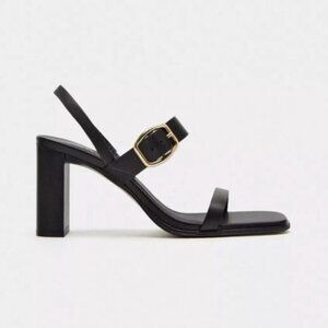 ZARA Black Block Heel Sandals Size 40 NEW